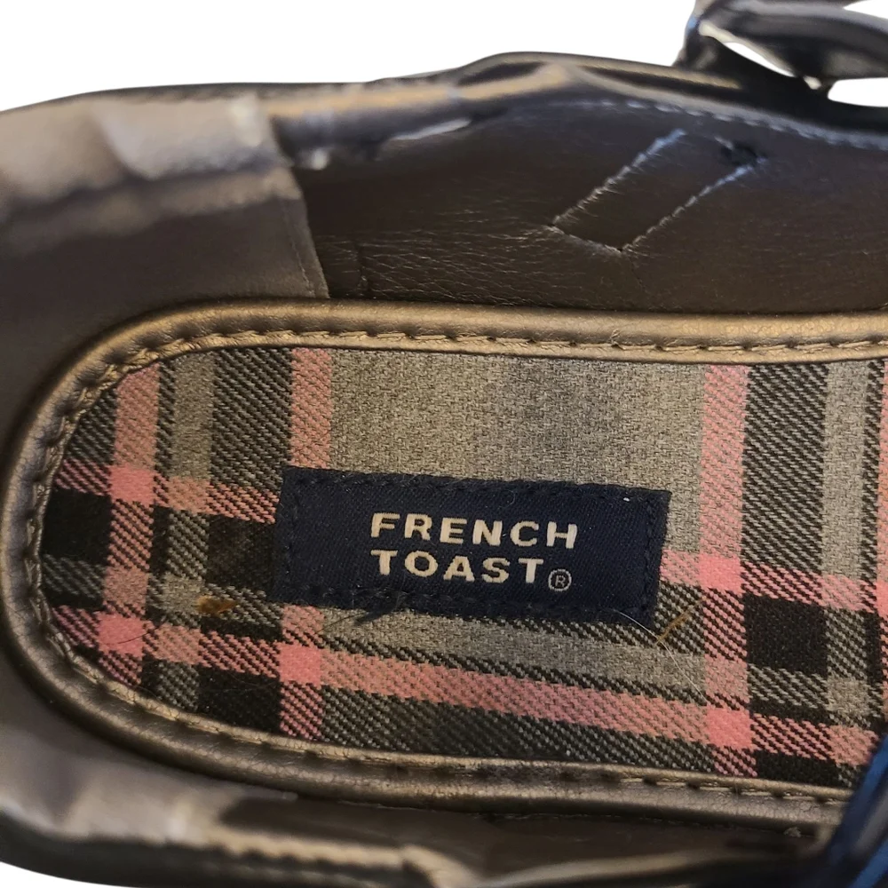 French Toast Shoes Black Mary Janes‎ Pink Plaid Lining Toddler Size 5